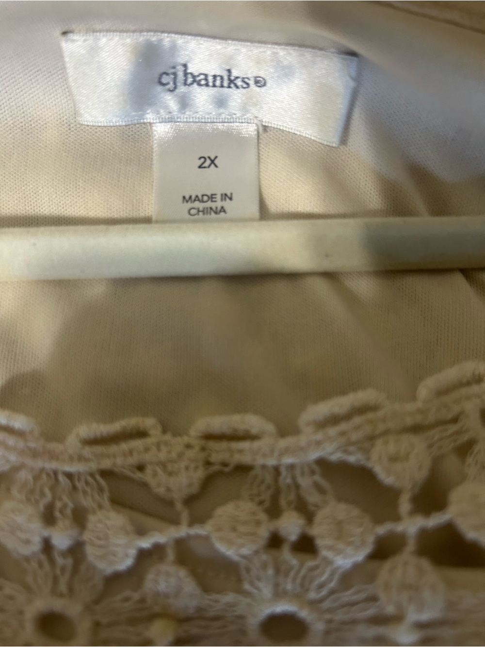 CJ Banks Cream Crochet Lace Tunic Top - Picture 7 of 11